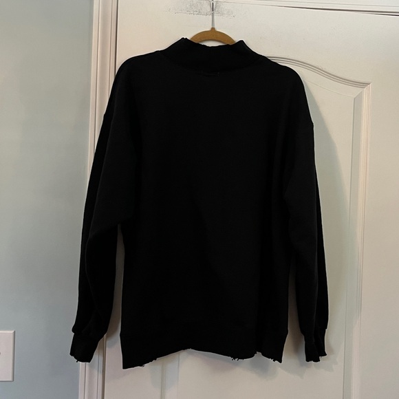 Firstport Alabama Mock Neck Black Distressed Sweatshirt Sz Large NWT Made in USA - Picture 8 of 10